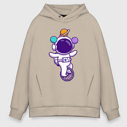 Толстовка оверсайз мужская Космонавт жонглёр, цвет: миндальный