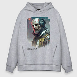 Толстовка оверсайз мужская Cyber Lenin - ai art fantasy, цвет: меланж