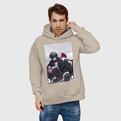 Мужское худи оверсайз Моя геройская академия Сёто Тодороки / Миндальный – фото 3