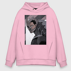 Толстовка оверсайз мужская Кайдзю номер восемь Кафка Хибино Силы обороны боец, цвет: светло-розовый