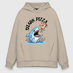 Толстовка оверсайз мужская Shark pizza - ai art fantasy, цвет: миндальный