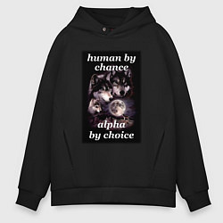 Толстовка оверсайз мужская Human by chance, alpha by choice, цвет: черный