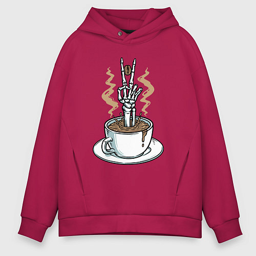 Мужское худи оверсайз Skeletor coffee / Маджента – фото 1