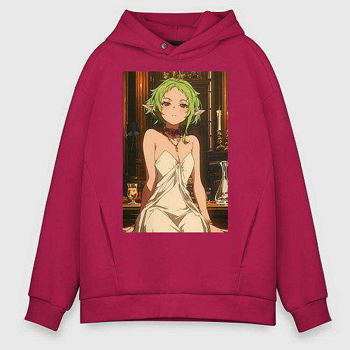 Мужское худи оверсайз Реинкарнация безработного Сильфиетта вечернее плат / Маджента – фото 1