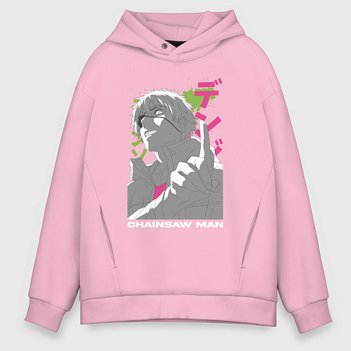 Мужское худи оверсайз Человек-бензопила Денджи Denji / Светло-розовый – фото 1