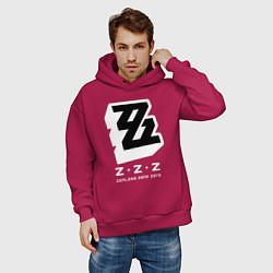 Толстовка оверсайз мужская Zenless zone zero лого, цвет: маджента — фото 2