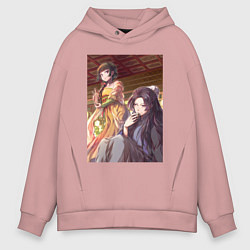 Толстовка оверсайз мужская Монолог фармацевта Жэньши выпивает, цвет: пыльно-розовый