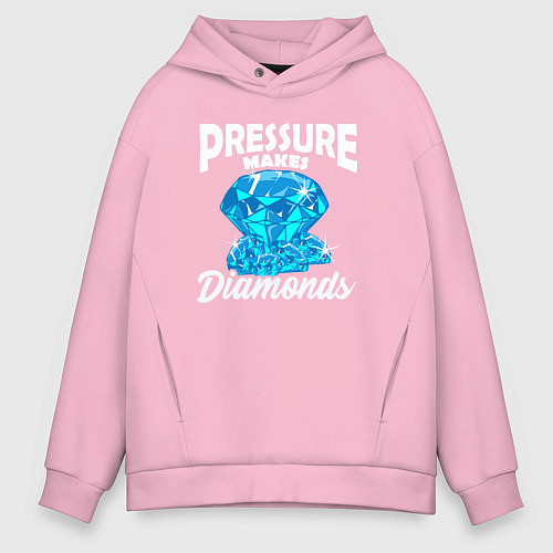 Мужское худи оверсайз Pressure makes diamonds / Светло-розовый – фото 1
