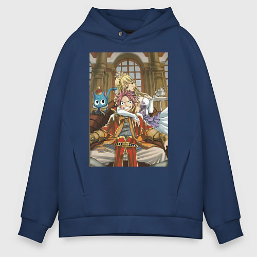 Мужское худи оверсайз Хвост Феи Нацу Драгнил король арт / Тёмно-синий – фото 1