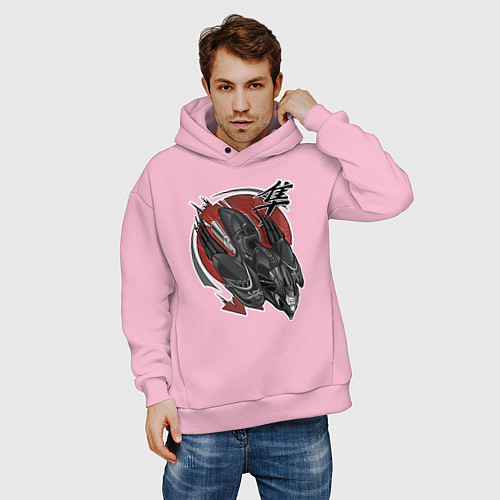 Мужское худи оверсайз Suzuki hayabusa / Светло-розовый – фото 3