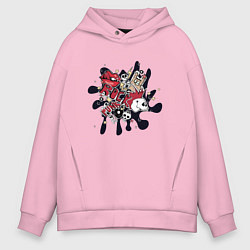 Толстовка оверсайз мужская Панк рок черепа, цвет: светло-розовый