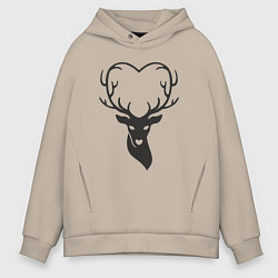 Толстовка оверсайз мужская Love deer, цвет: миндальный