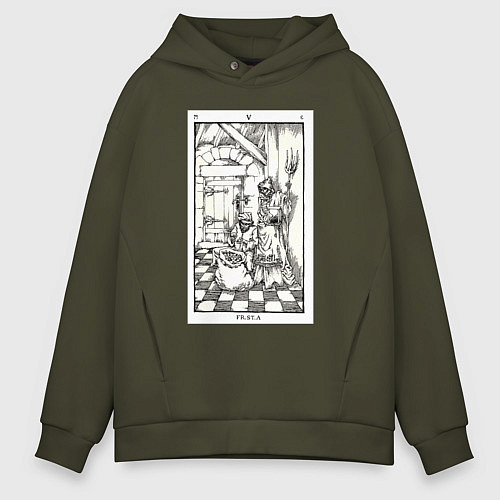 Мужское худи оверсайз Девятые врата In vain Люцифер LCF / Хаки – фото 1