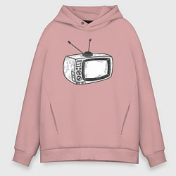 Толстовка оверсайз мужская Retro TV, цвет: пыльно-розовый