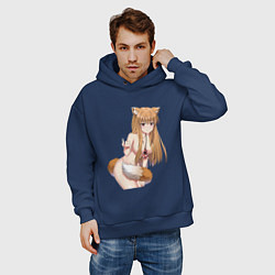 Толстовка оверсайз мужская Волчица и пряности Холо секси, цвет: тёмно-синий — фото 2