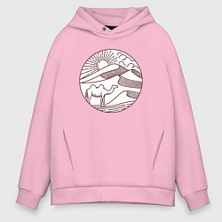 Толстовка оверсайз мужская Верблюд в пустыне, цвет: светло-розовый