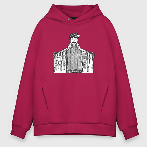 Мужское худи оверсайз Вор времени / Маджента – фото 1