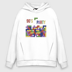 Толстовка оверсайз мужская Тетрис игра 90х ностальгия геометрическая абстракц, цвет: белый