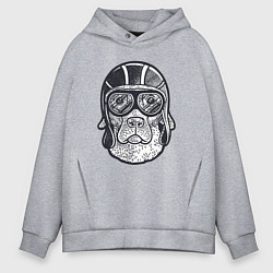 Толстовка оверсайз мужская Пёс авиатор, цвет: меланж