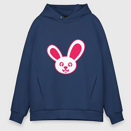 Мужское худи оверсайз Токсичный заяц / Тёмно-синий – фото 1