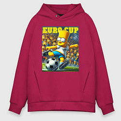 Толстовка оверсайз мужская Euro cup - Bart Simpson, цвет: маджента