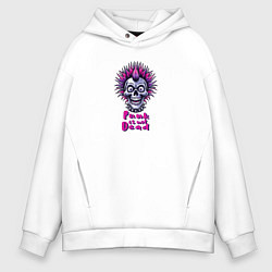 Толстовка оверсайз мужская Череп панка анархиста, цвет: белый