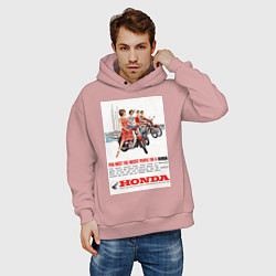 Толстовка оверсайз мужская Honda мотоцикл, цвет: пыльно-розовый — фото 2