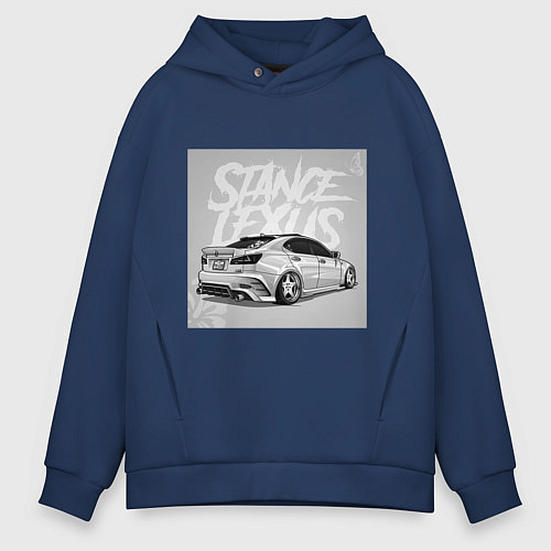 Мужское худи оверсайз Lexus автомобиль / Тёмно-синий – фото 1