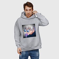 Толстовка оверсайз мужская Годжо, цвет: меланж — фото 2