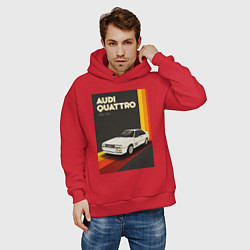 Толстовка оверсайз мужская Audi Quattro автомобиль, цвет: красный — фото 2