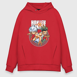 Толстовка оверсайз мужская Hunter x Hunter Килуа и Гон, цвет: красный