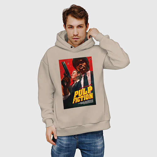 Мужское худи оверсайз Pulp fiction - vincent and jules / Миндальный – фото 3