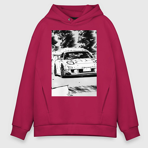 Мужское худи оверсайз Mazda rx-7 автомобиль гоночный / Маджента – фото 1