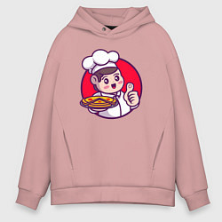 Толстовка оверсайз мужская Повар и пицца, цвет: пыльно-розовый