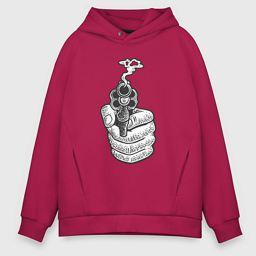 Мужское худи оверсайз Дымящийся пистолет / Маджента – фото 1