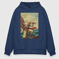 Толстовка оверсайз мужская Моряк и подзорная труба, цвет: тёмно-синий