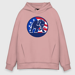 Толстовка оверсайз мужская Слон - США, цвет: пыльно-розовый