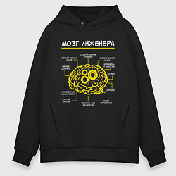Толстовка оверсайз мужская Мозг инженера, цвет: черный
