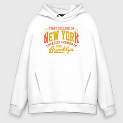 Толстовка оверсайз мужская New York Brooklyn, цвет: белый