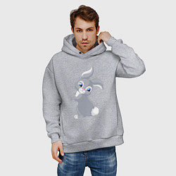 Толстовка оверсайз мужская Веселый красивый заяц русак, цвет: меланж — фото 2