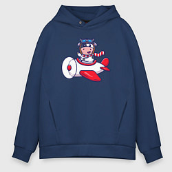 Толстовка оверсайз мужская Коровка авиатор, цвет: тёмно-синий