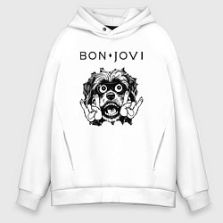 Толстовка оверсайз мужская Bon Jovi - rock dog, цвет: белый