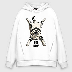Толстовка оверсайз мужская Ленивый кот - not today, цвет: белый