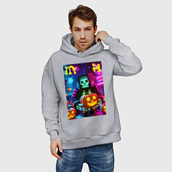 Толстовка оверсайз мужская Minecraft and halloween collaboration - ai art, цвет: меланж — фото 2