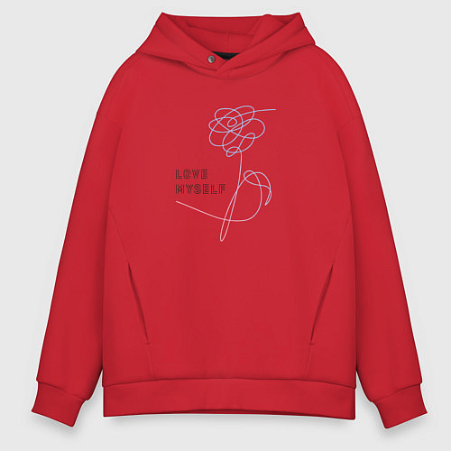 Мужское худи оверсайз BTS love myself / Красный – фото 1
