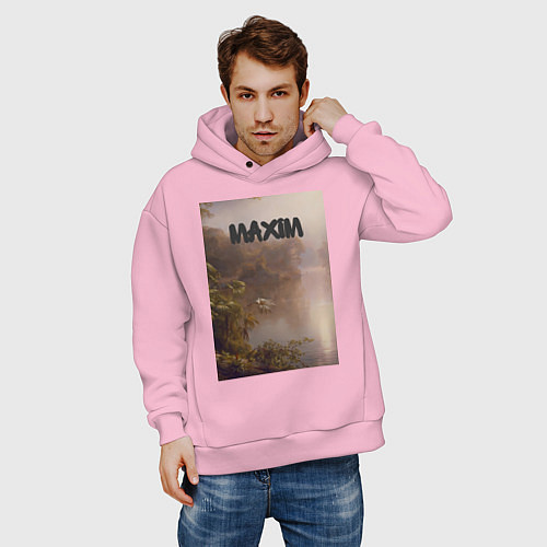 Мужское худи оверсайз Maxim тропический залив / Светло-розовый – фото 3