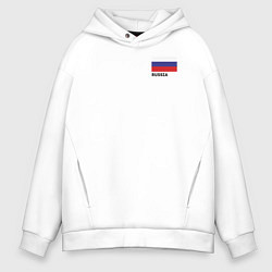 Толстовка оверсайз мужская Россия карта и флаг, цвет: белый