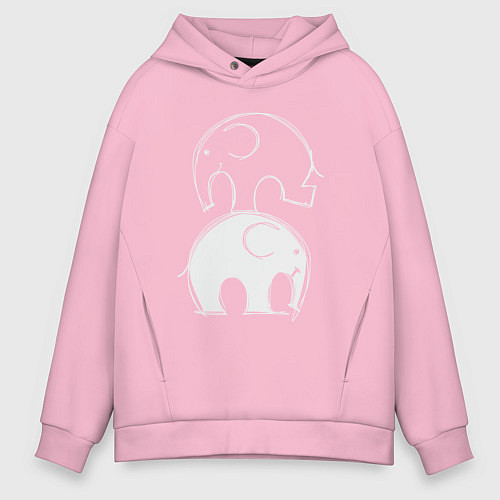 Мужское худи оверсайз Два слона / Светло-розовый – фото 1