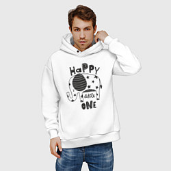 Толстовка оверсайз мужская Счастливый малыш, цвет: белый — фото 2