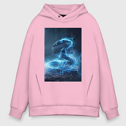 Толстовка оверсайз мужская Змея в молниях, цвет: светло-розовый